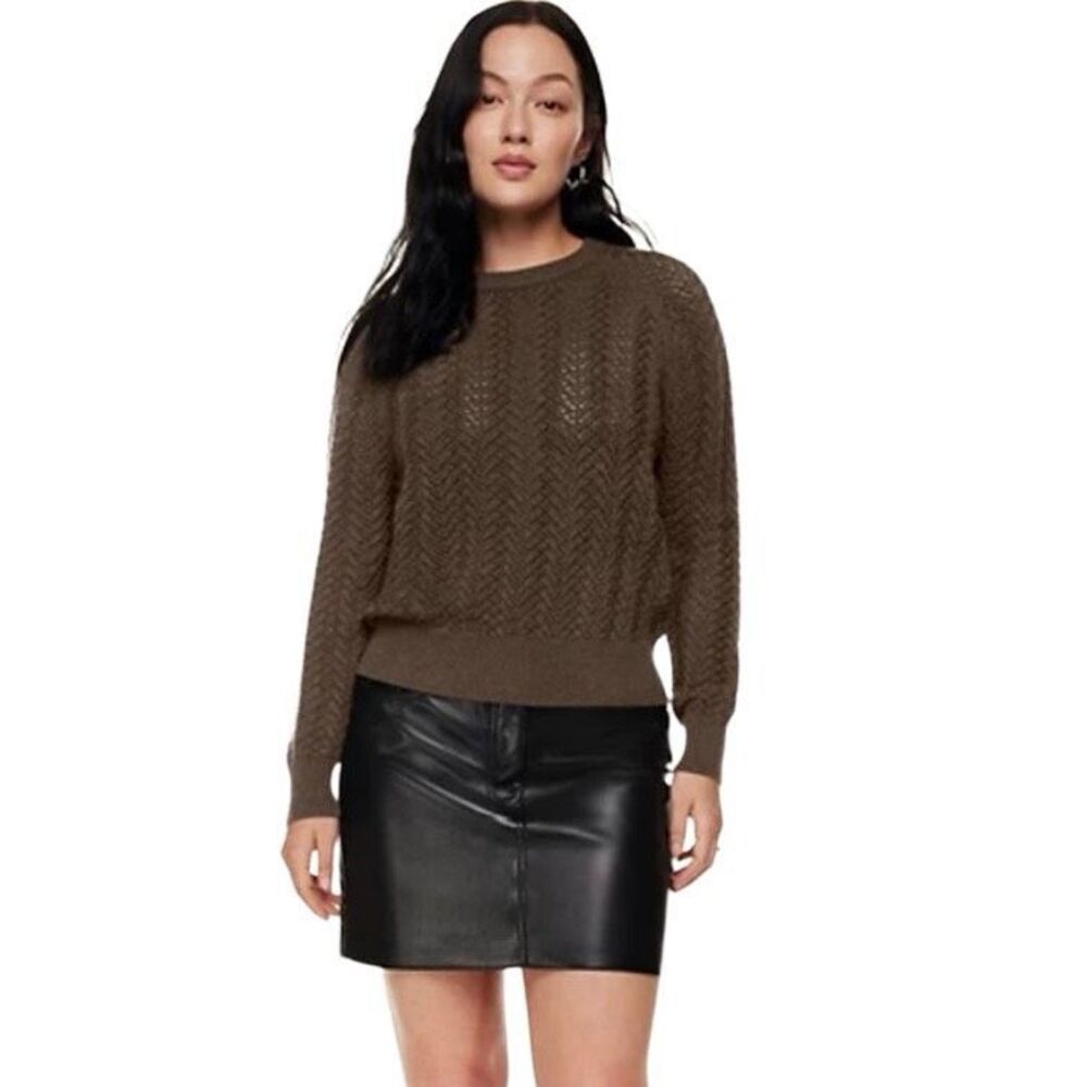 Aritzia Wilfred Arbor Merino Wool Sweater Womens Small Rich Mocha Brown - Picture 8 of 12